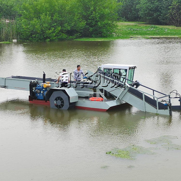 湖北河道水面塑料垃圾清理设备 水草收割割草船 水面除