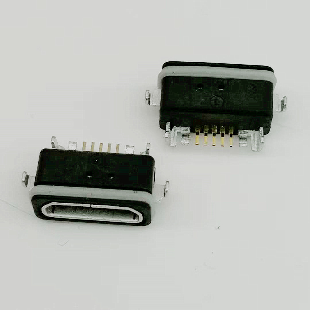 B型 MICRO USB 5PIN沉板防水母座 四脚