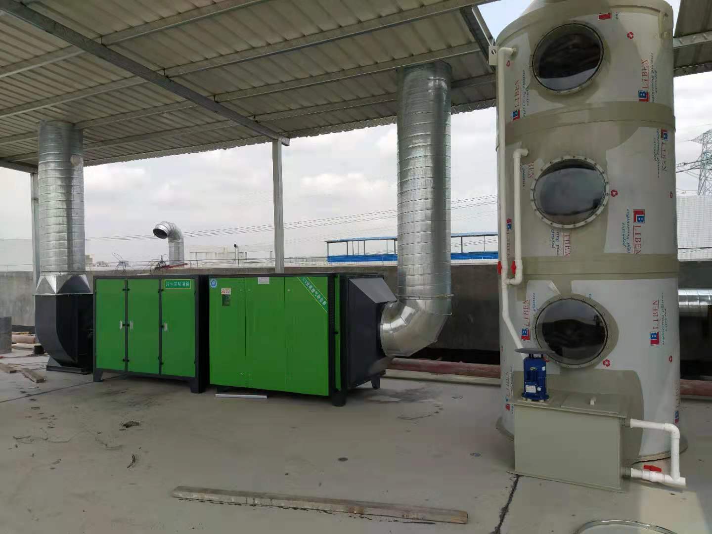 东莞注塑车间废气处理 活性炭吸附箱+喷淋塔