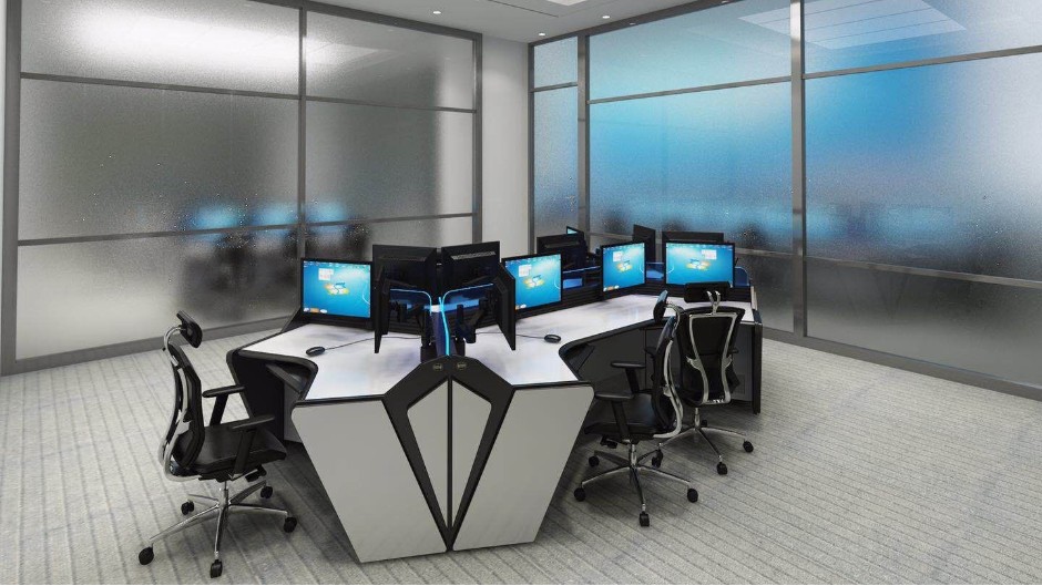 指挥中心调度中心工作台监控桌监控平台弧形现代高端大气