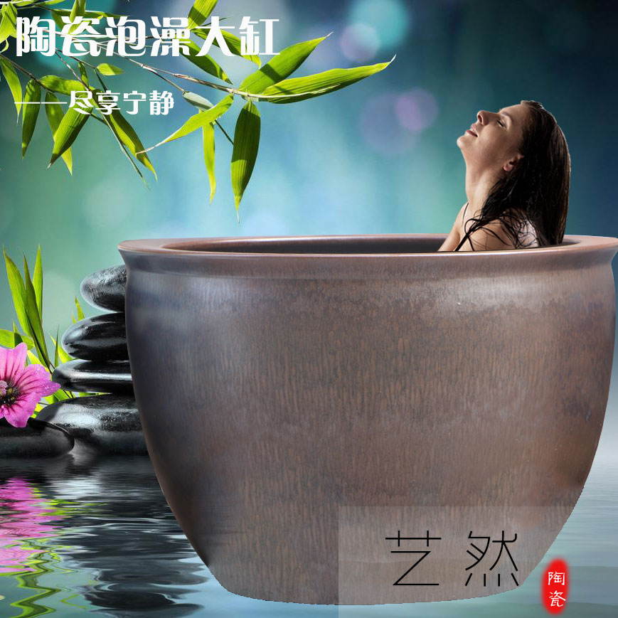 艺然陶瓷供应一米口径陶瓷泡澡大缸 洗浴中心泡澡缸 可定做尺寸