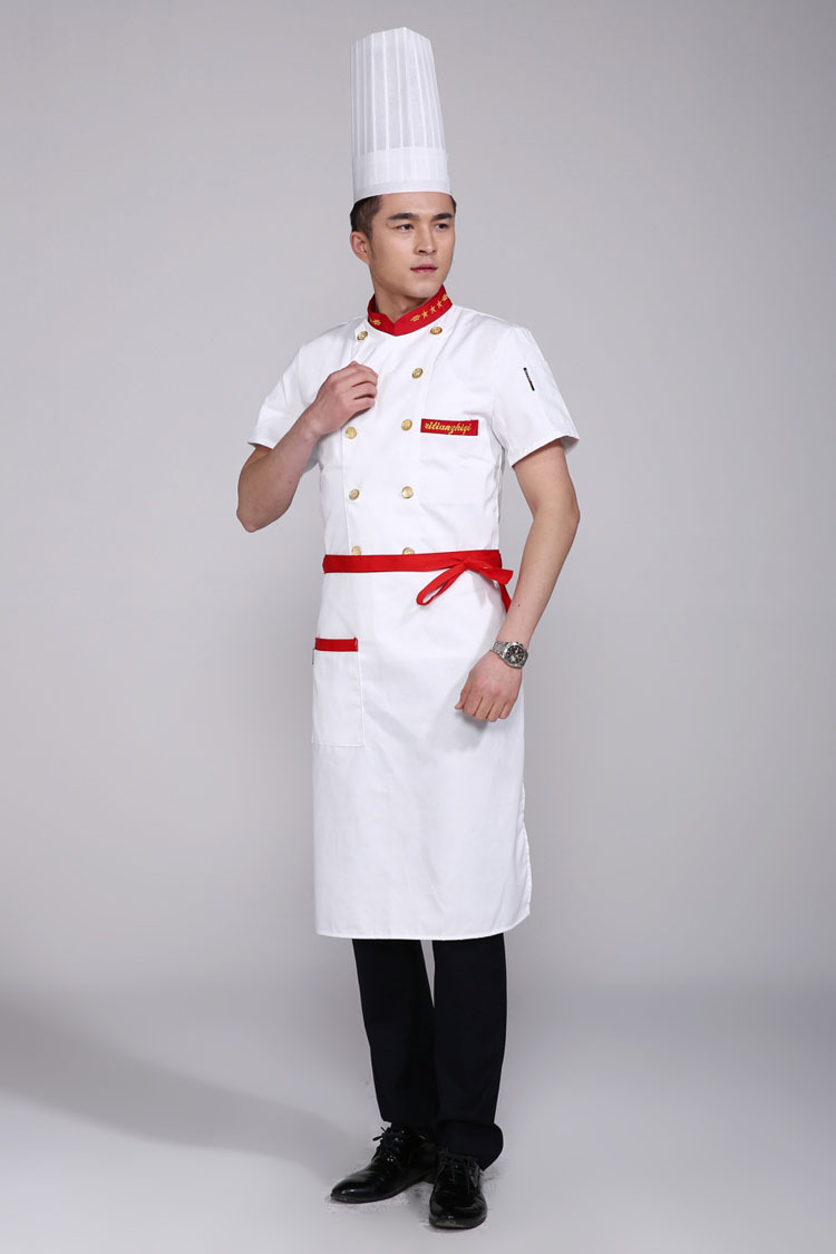 厨师工作服短袖夏季男士透气酒店餐厅饭店厨房白色西餐长袖厨师服