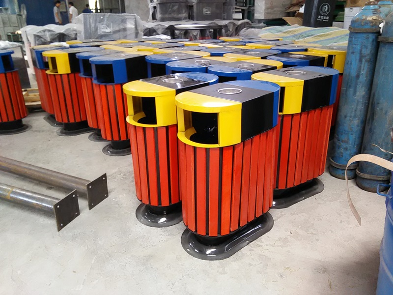 别墅防虫防蛀垃圾桶 分类环卫桶 青蓝QL8203环保木条垃圾箱