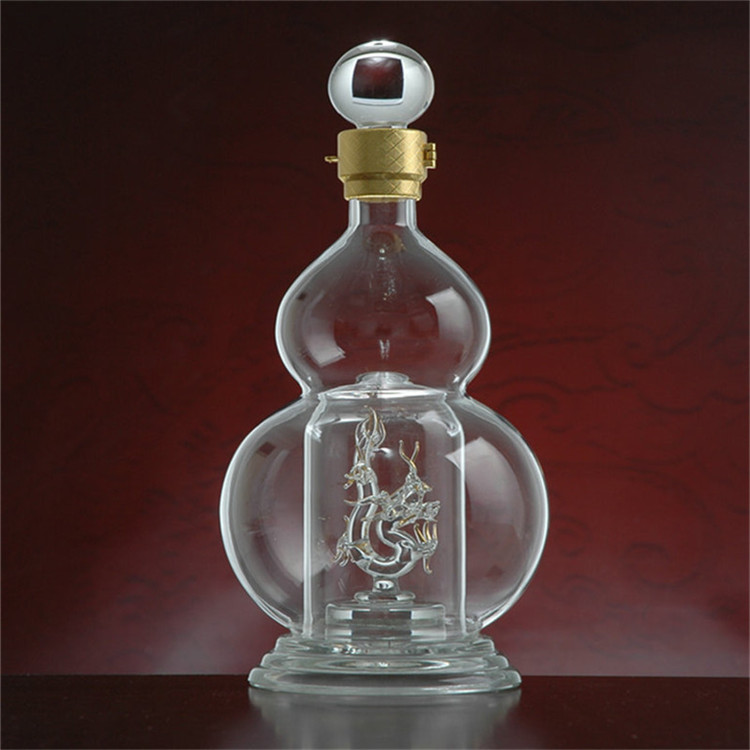 手工艺耐高温玻璃酒瓶私人定做双层玻璃空酒瓶