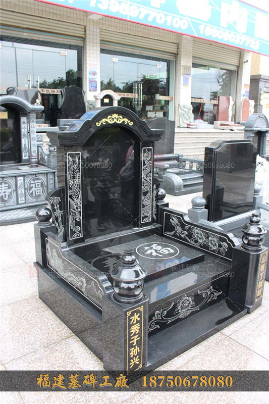 传统山西黑墓碑,艺术墓碑,印度红山西黑墓碑