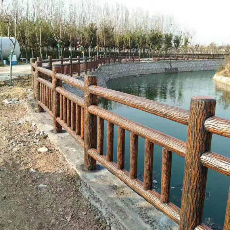 水泥仿木护栏混凝土公园河道公园仿古防护栏可定制水泥栏杆